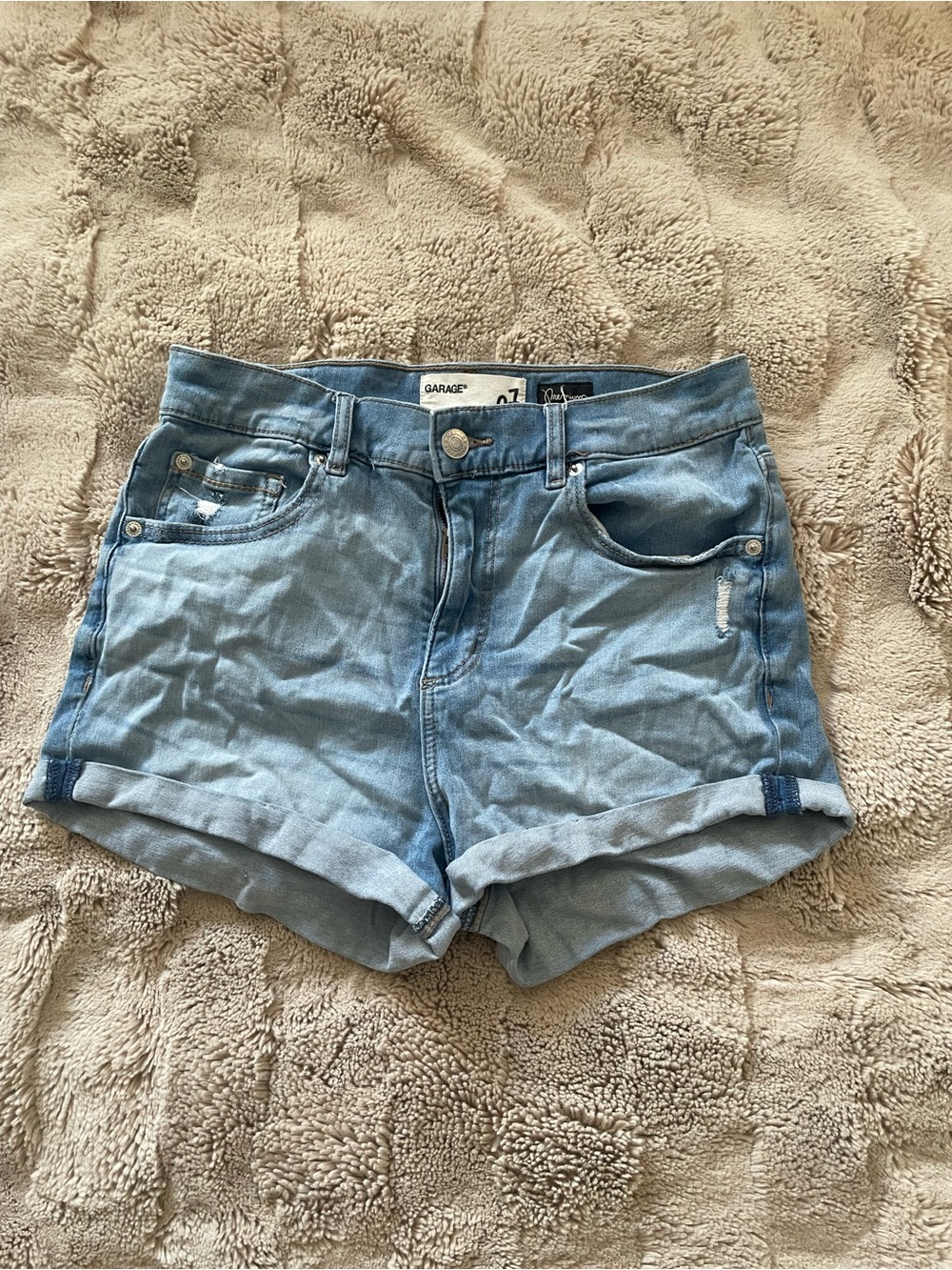 Garage Light Blue Denim Rolled-Hem Women's Shorts